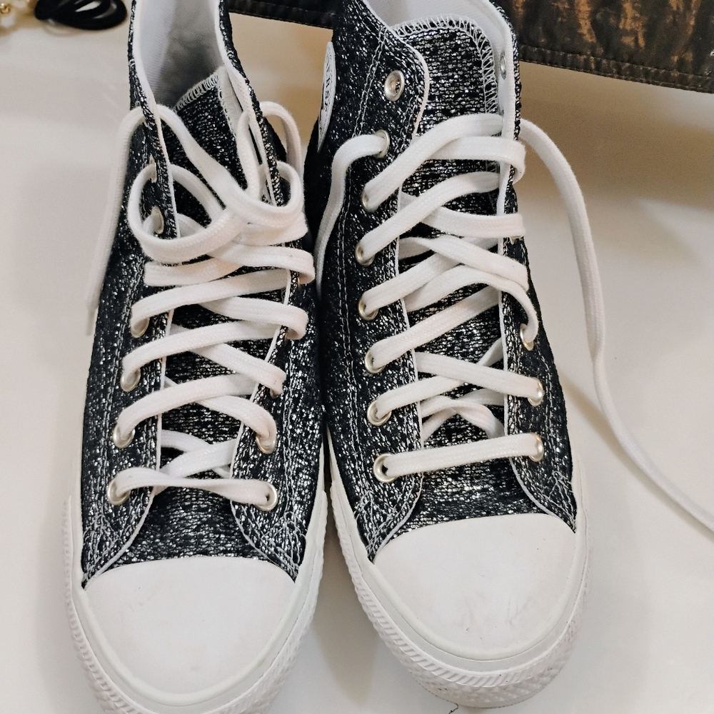Converse Black Sparkle Sneakers  Man/Women's - Picture 12 of 12